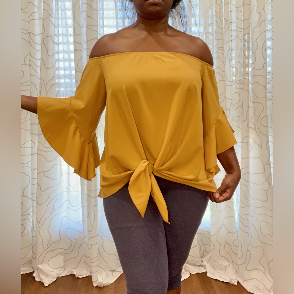 Off Shoulder Tie Front Top!
